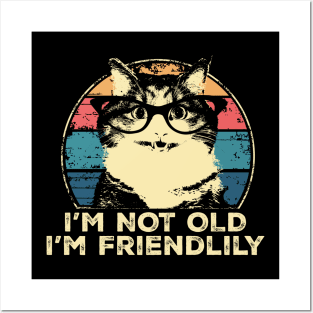 I'm Not Old I'm Friendlily Funny Cat Vintage Posters and Art